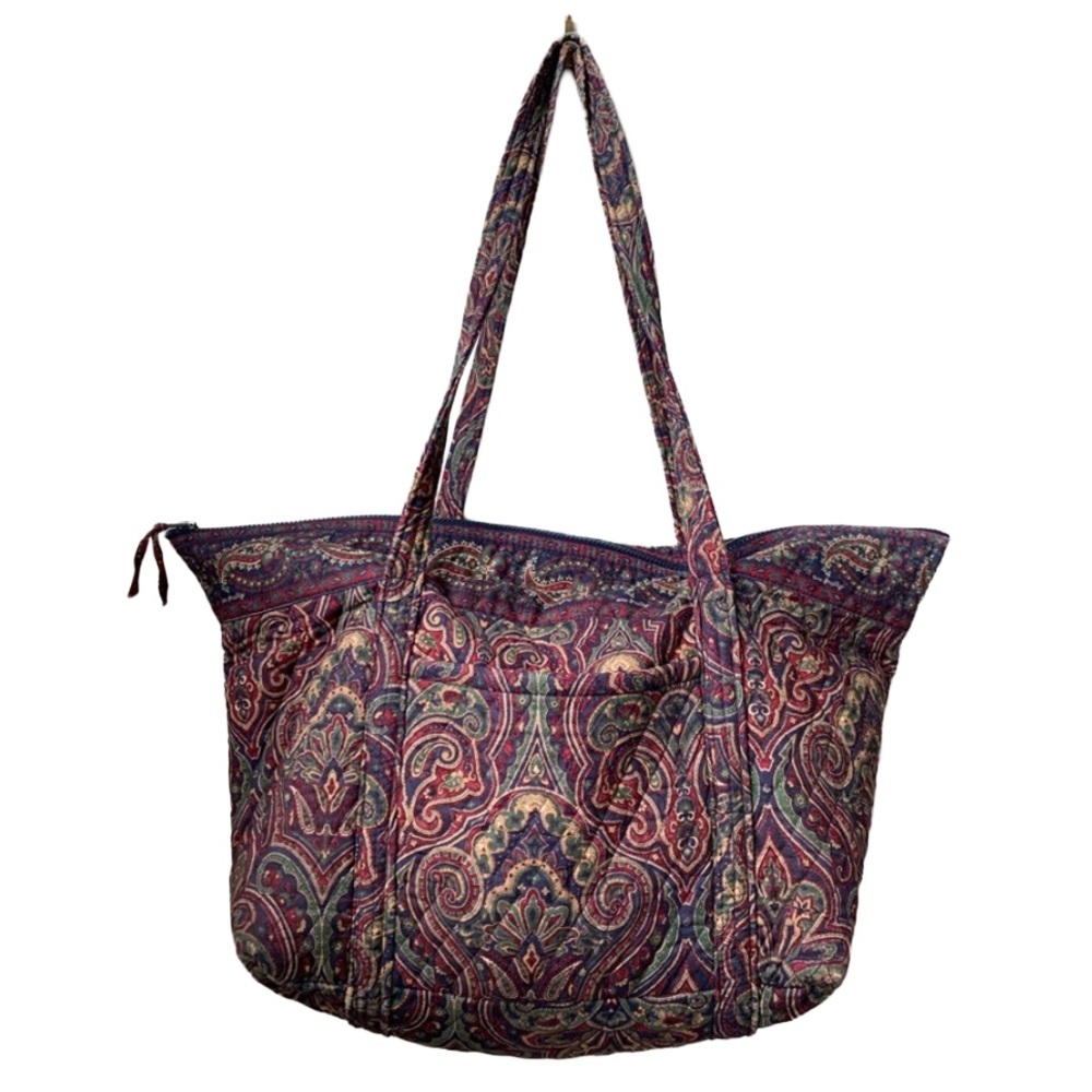 VERA BRADLEY Women’s Large Blue Paisley Zipper Top Tote